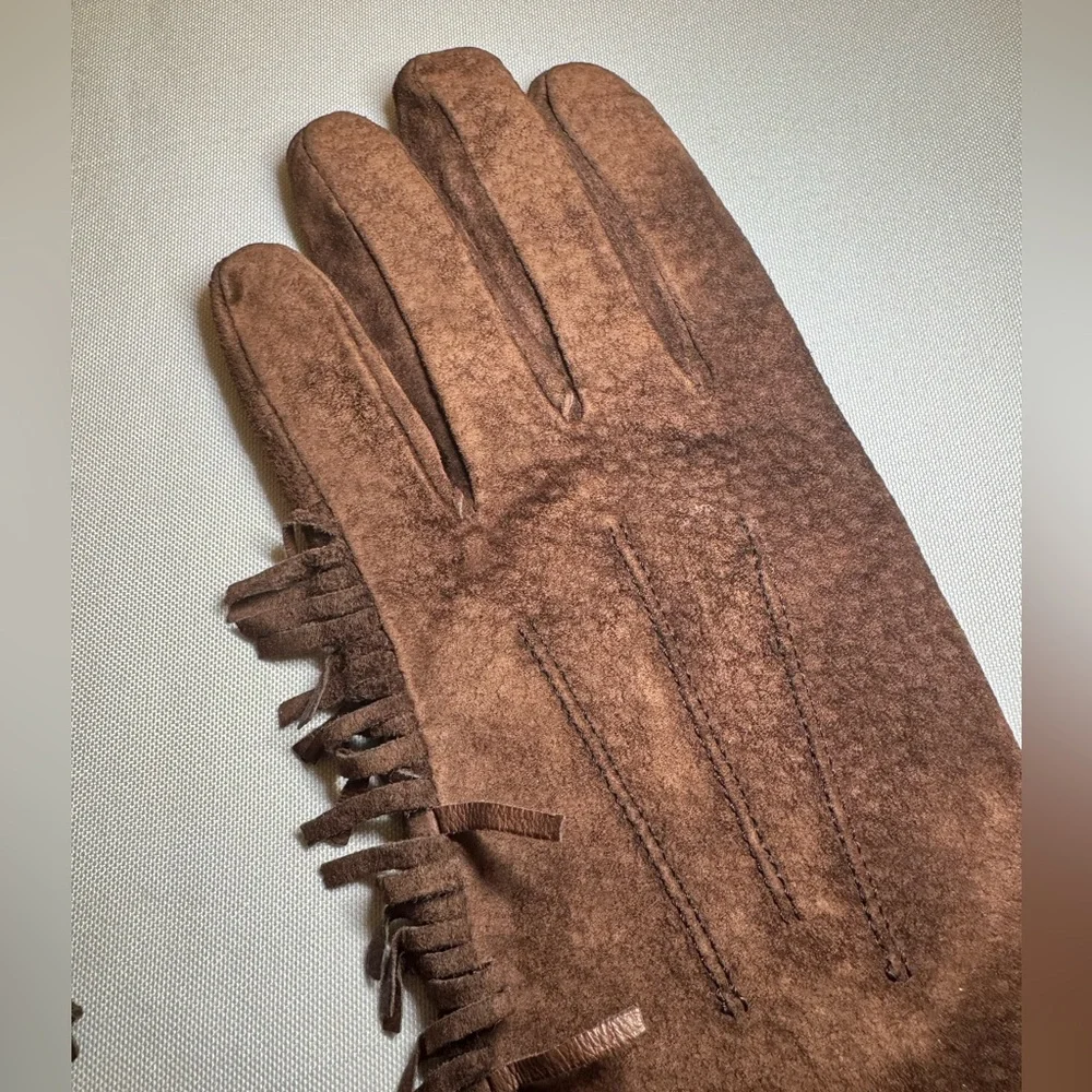 Vintage CAROLINA AMATO Suede Leather Fringe Deep Brown Fully Lined Romania